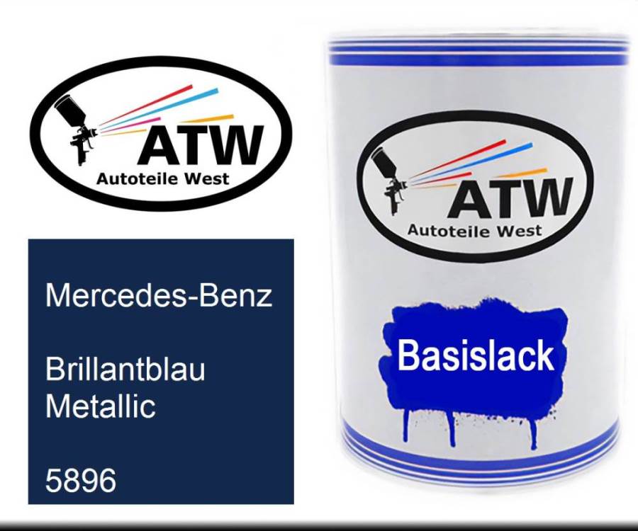 Mercedes-Benz, Brillantblau Metallic, 5896: 500ml Lackdose, von ATW Autoteile West.